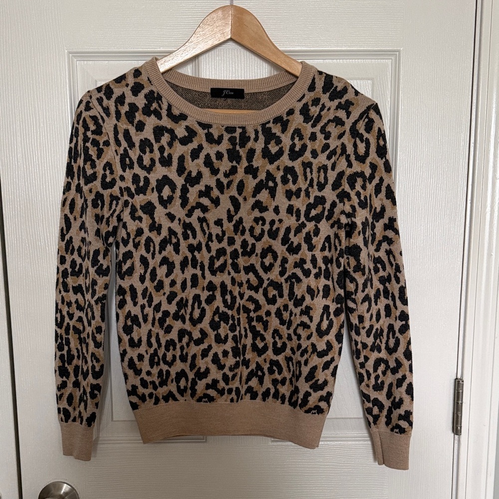 J.CREW Leopard Print Crew Neck Sweater | Size XSMALL